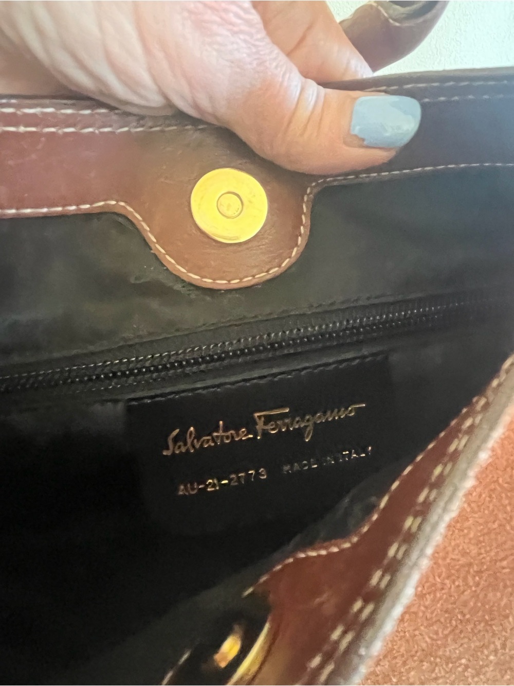 Salvatore Ferragamo Chestnut Brown Suede Hobo with Leather Trim - Picture 5 of 5